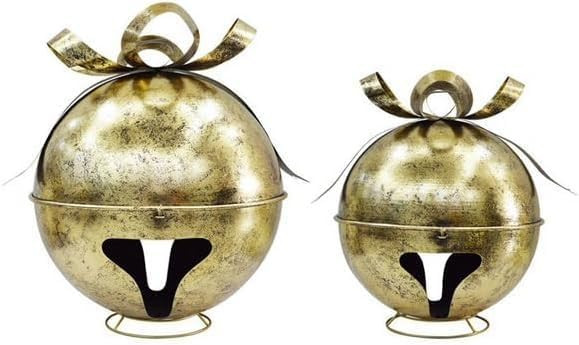 Oversized Jingle Bell Décor Set of 2 with Antique Finish, Large and Medium Bells for Indoor Outd... | Amazon (US)