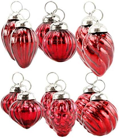 AuldHome Small Glass Finial Ornaments (Set of 12, Dark Red); Antiqued Dark Red Ornaments Retro Chris | Amazon (US)