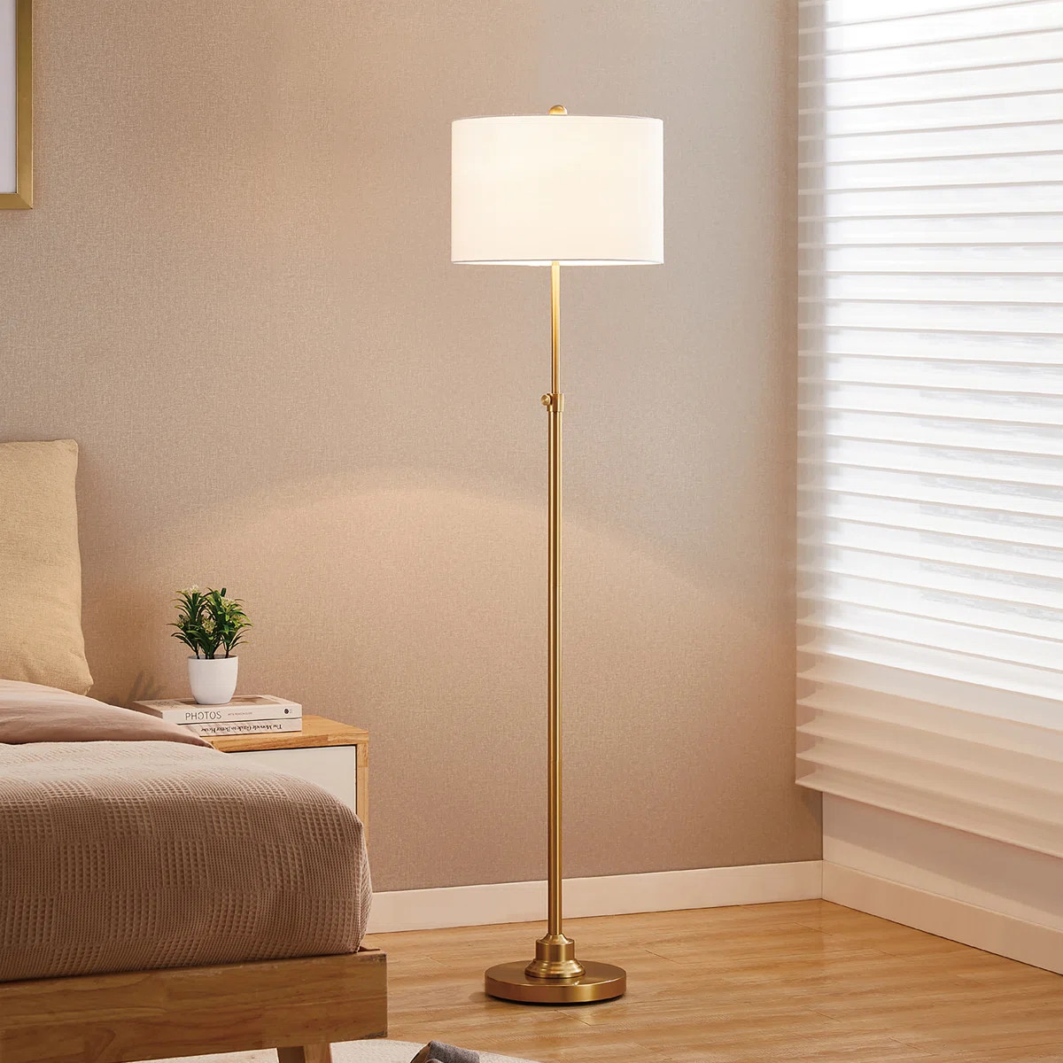 Carmeline 63.5" Traditional Adjustable Floor Lamp with Drum Lampshade | Wayfair North America