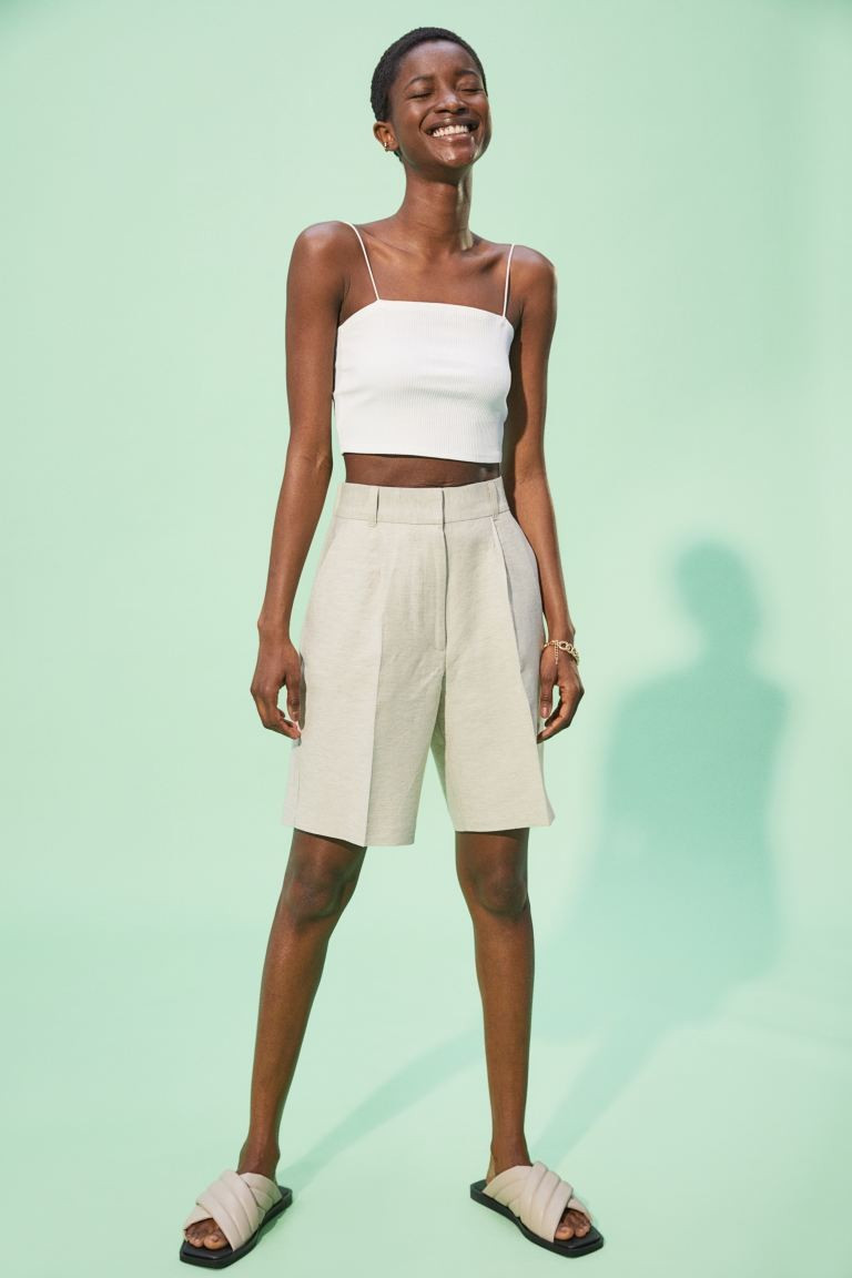 Linen-blend Bermuda Shorts | H&M (US + CA)