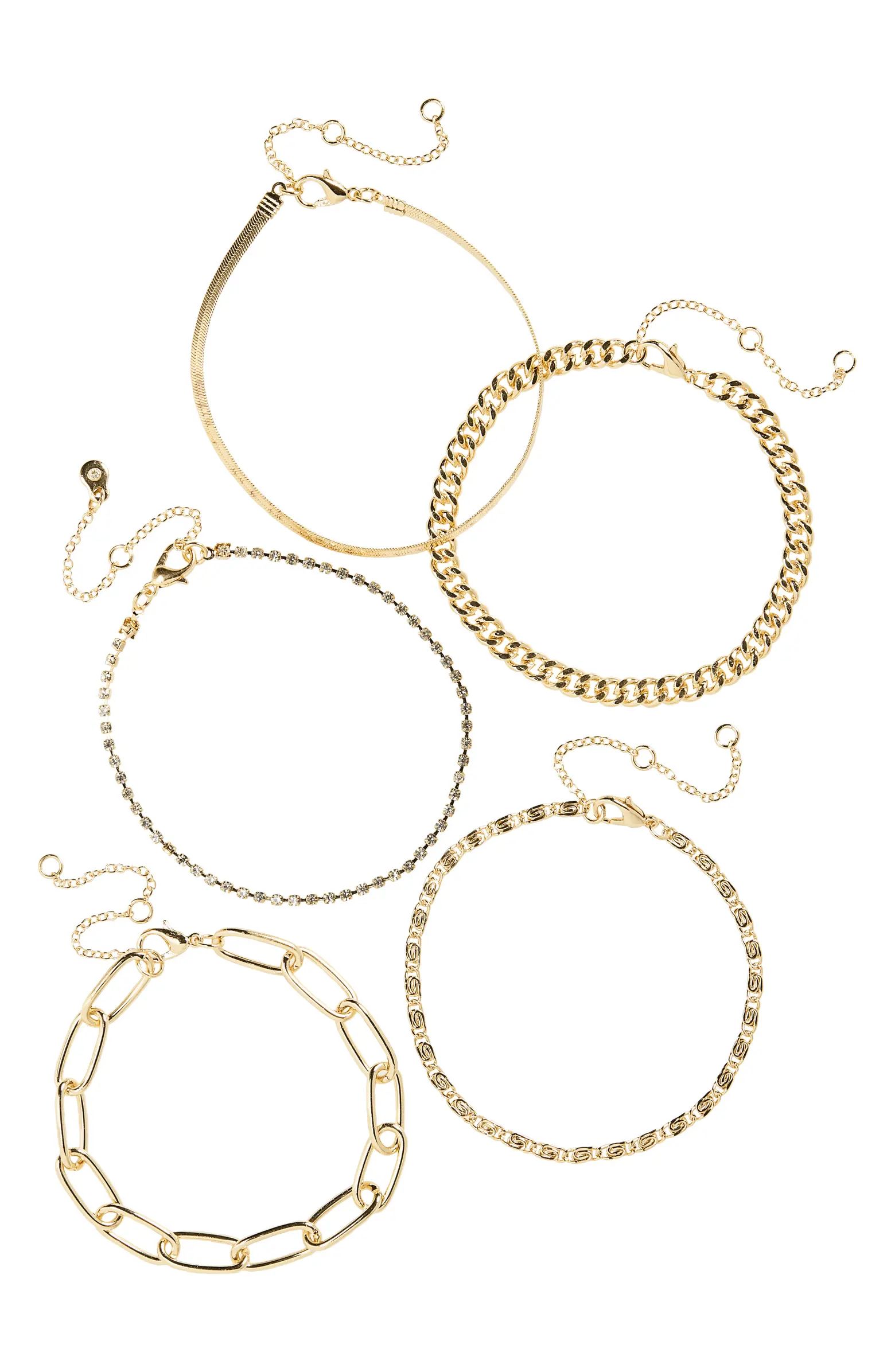 Set of 5 Chain Link Bracelets | Nordstrom