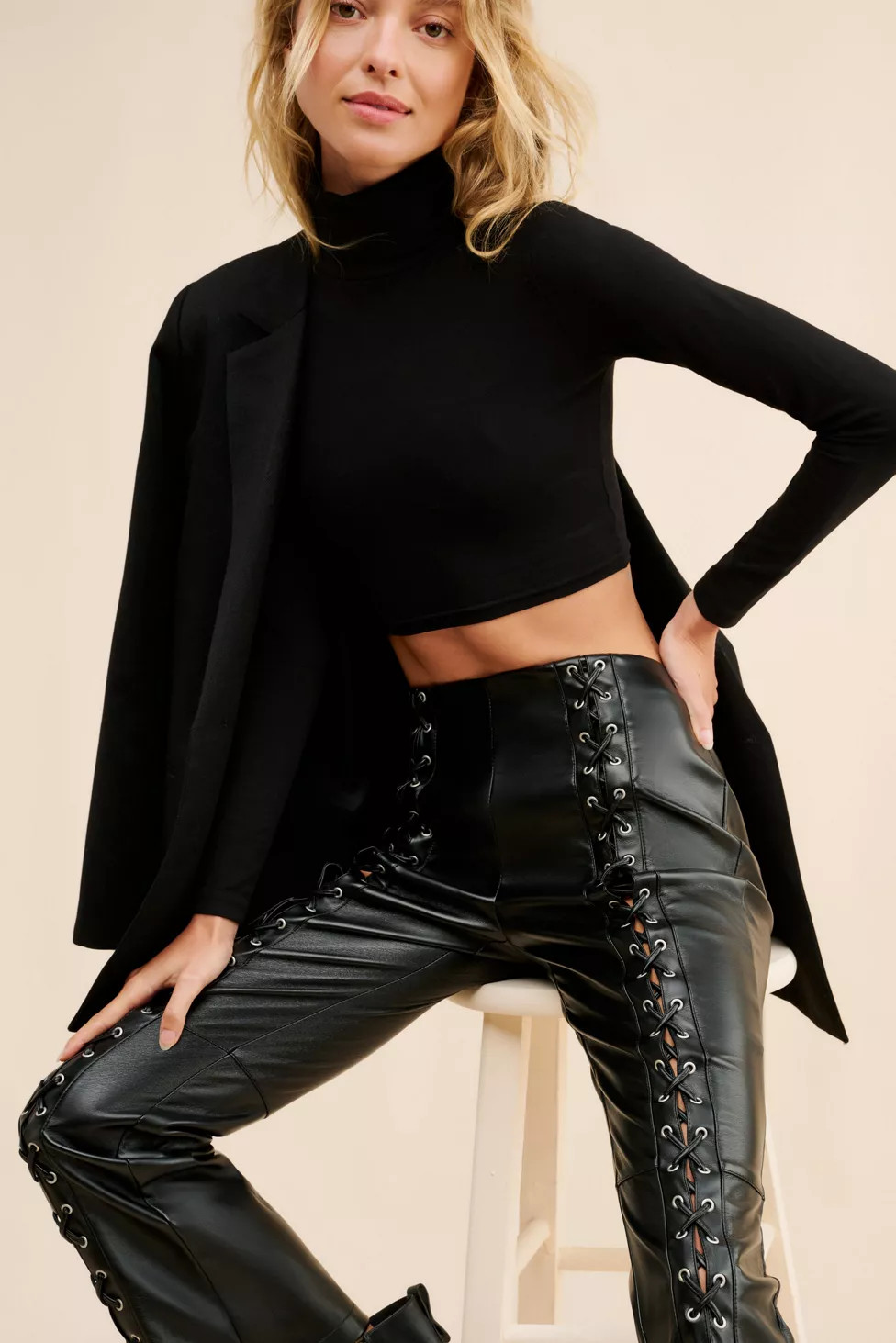 Glamorous Vegan Leather Lace Up Trousers | Urban Outfitters (US and RoW)