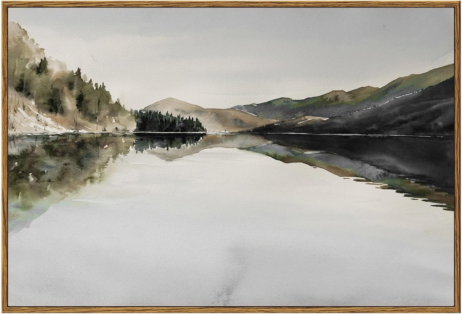 InSimSea Framed Canvas Print Wall Art Mountain Reflection Decor Vintage Wall Art Mountain Range N... | Amazon (US)