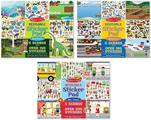 Melissa & Doug Reusable Sticker Pads Set: Habitats, Vehicles, Town: 115 Stickers | Amazon (US)