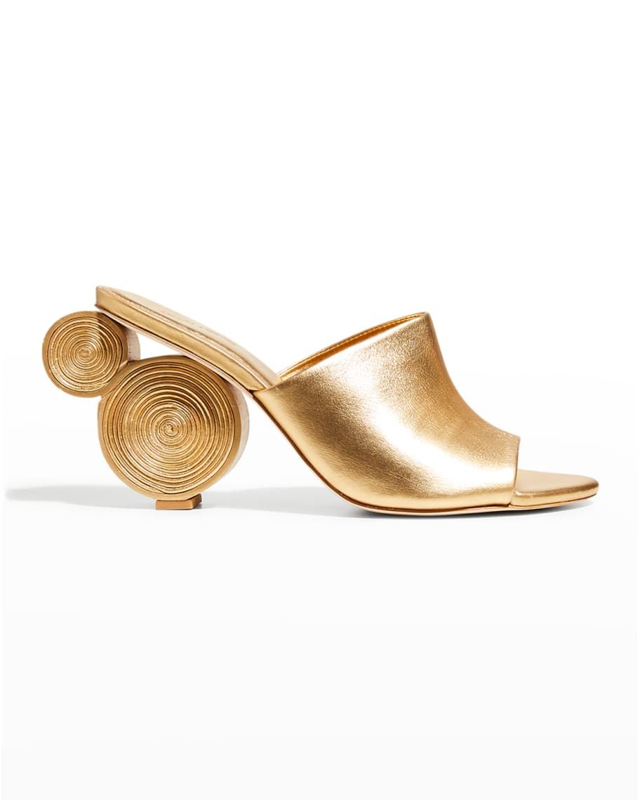 Tayce Metallic Sculptural-Heel Mules | Neiman Marcus