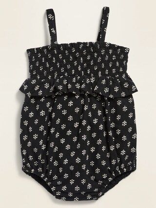 Sleeveless Printed Smocked-Yoke Bubble One-Piece for Baby | Old Navy (US)