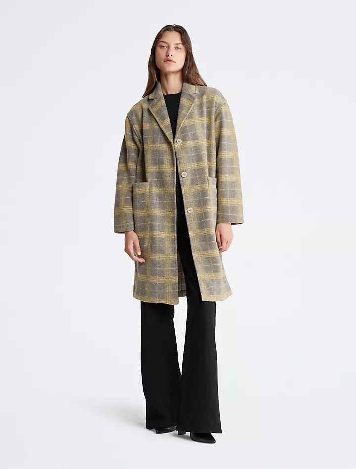Plaid Drop Shoulder Coat | Calvin Klein | Calvin Klein (US)