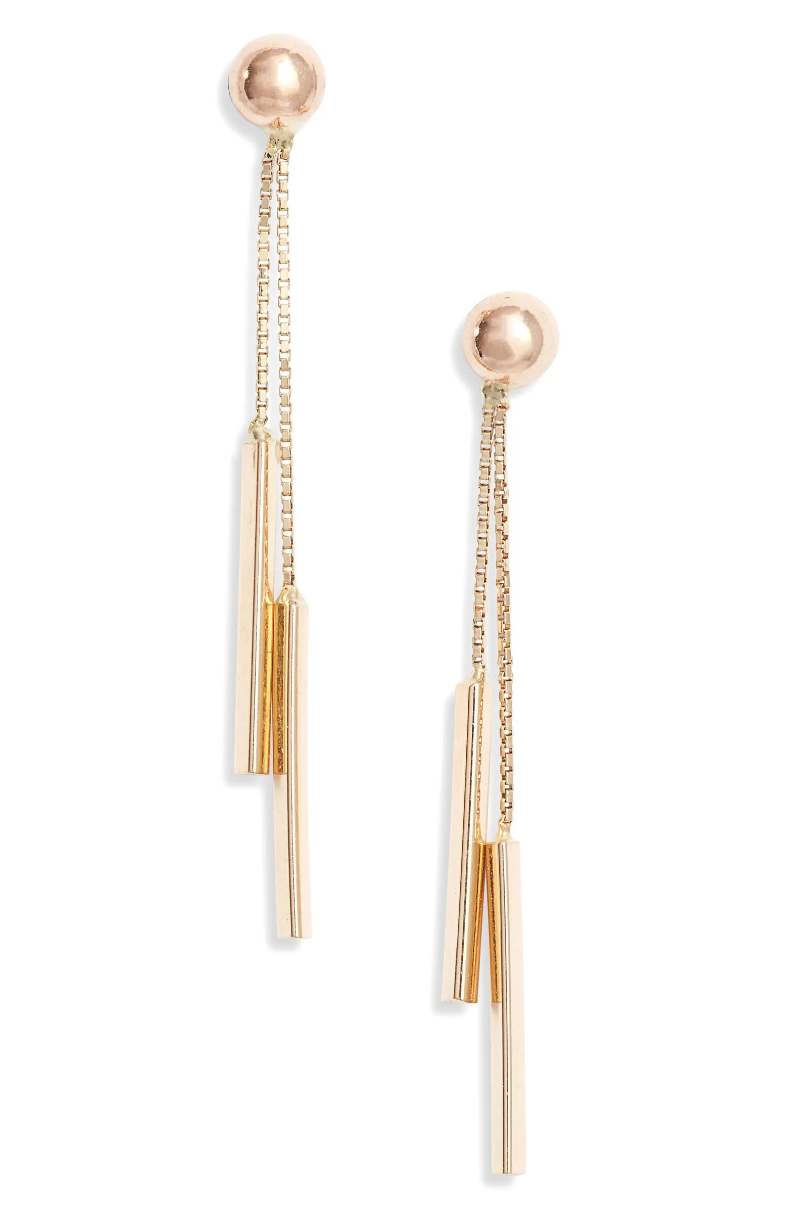 Bony Levy 14K Gold Double Bar Drop Earrings | Nordstrom | Nordstrom