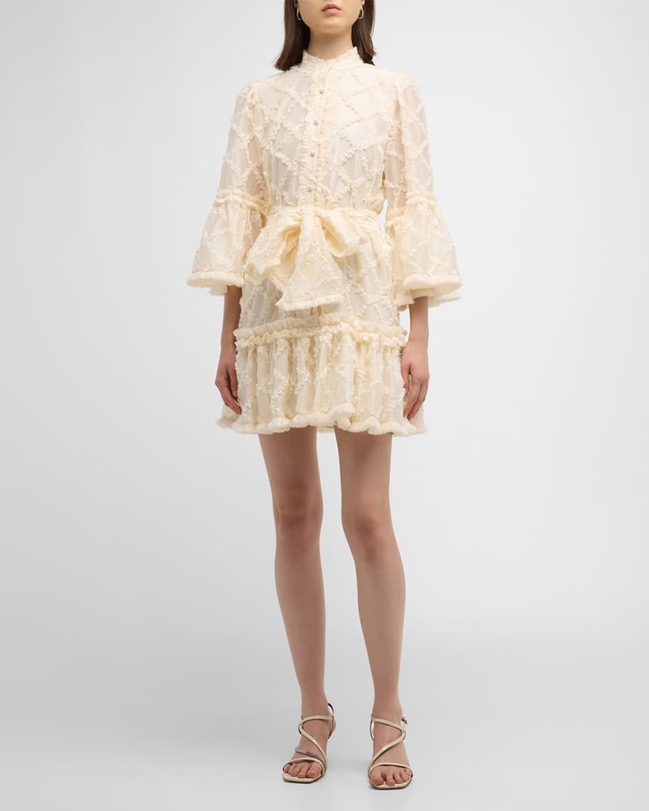 Alexis Audrey Button-Front Ruffle Check Mini Dress | Neiman Marcus