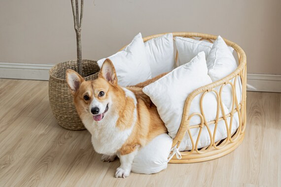 Handmade Wicker Round Cat/small Dog Bed Cushion Cat | Etsy Australia | Etsy (AU)