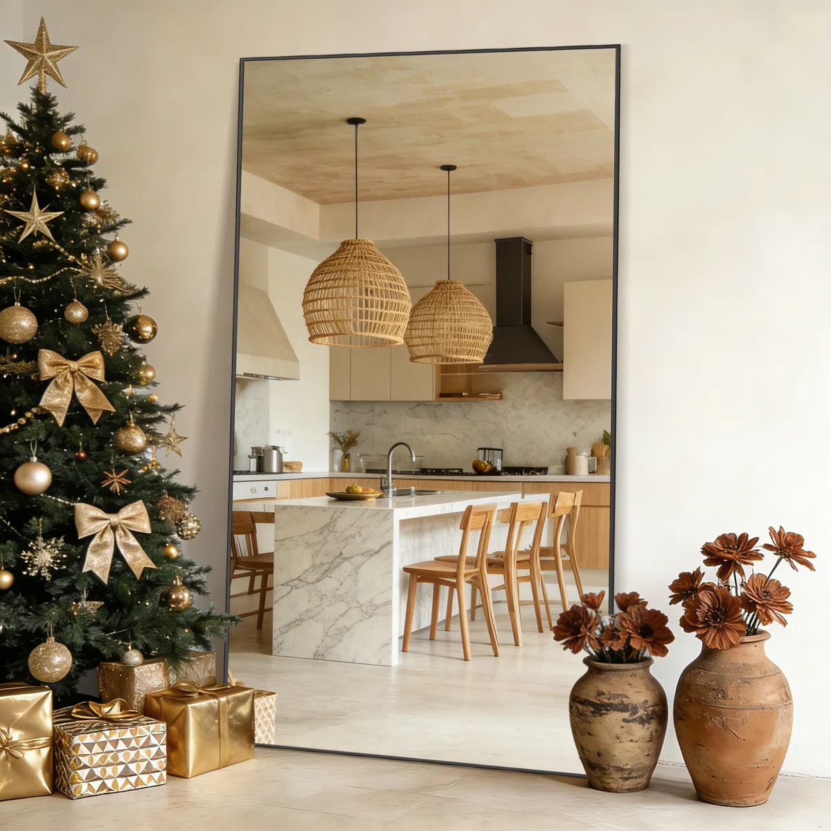 Extra Large Metal Framed Mirror, Floor Standing Full Length Mirror for Bedroom, Living Room or Ho... | Wayfair North America