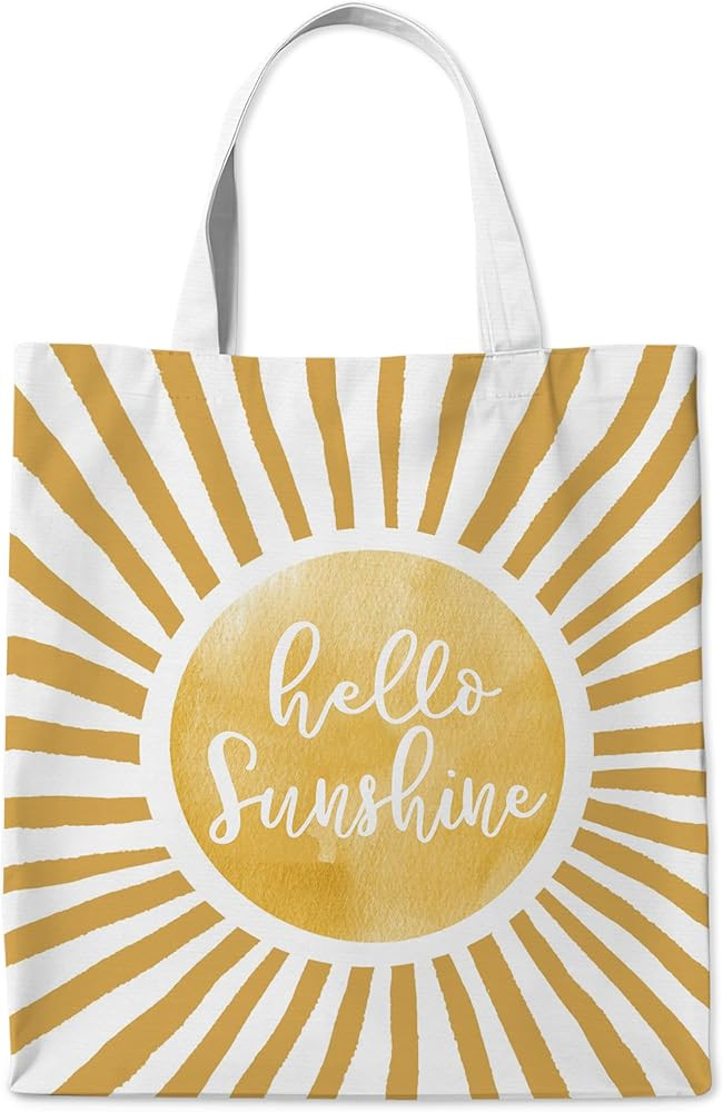 Summer Hello Sunshine Canvas Tote Bag, Boho Sun Decor Canvas Shoulder Tote Bag Bags for Women Wit... | Amazon (US)