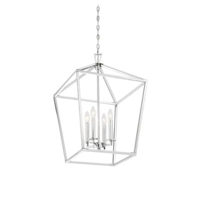 Israel 4 - Light Lantern Square / Rectangle Chandelier Finish: Polished Nickel | Wayfair North America