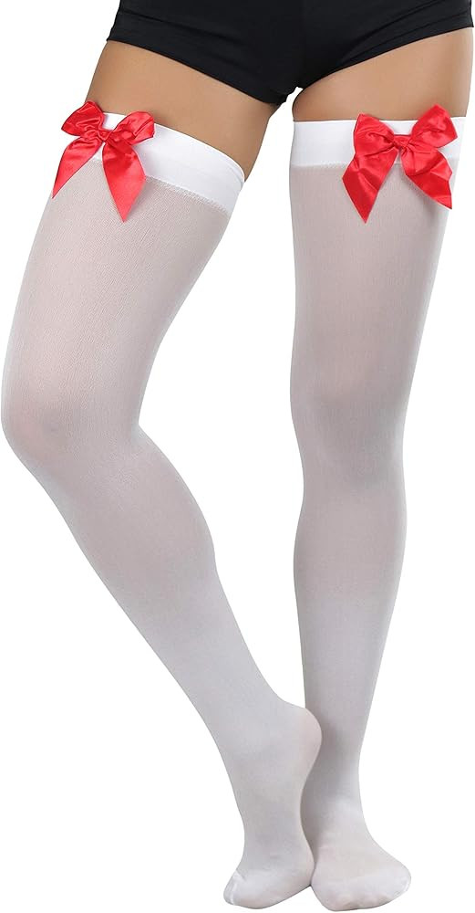 ToBeInStyle Women’s Beautiful Satin Bow Opaque Thigh High Stockings | Amazon (US)