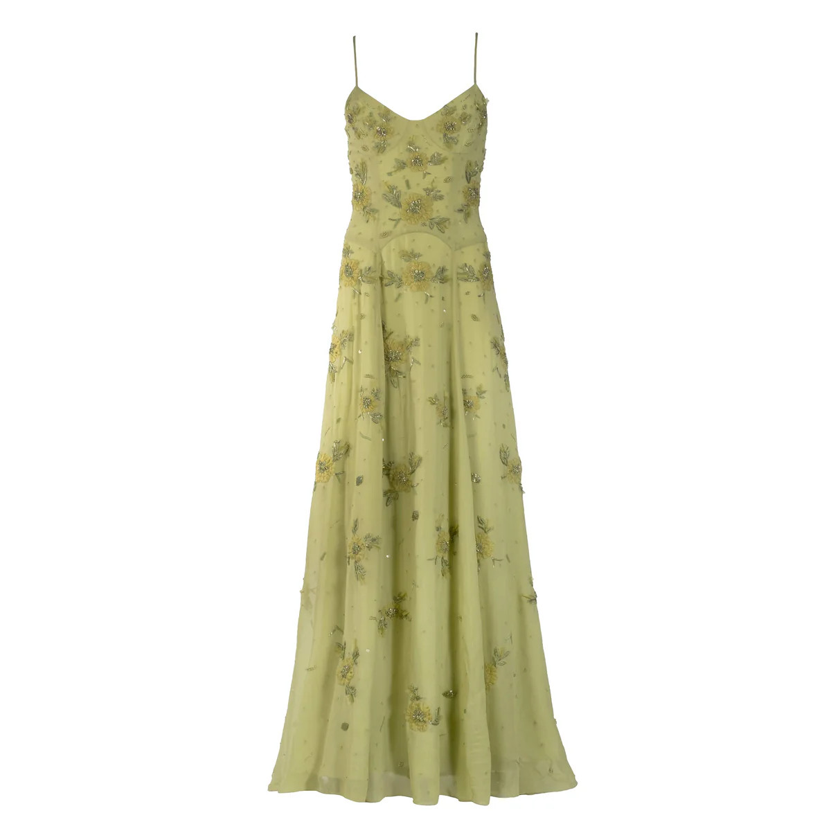 Liv Gown in Tarragon with Wildflower Clusters | Over The Moon