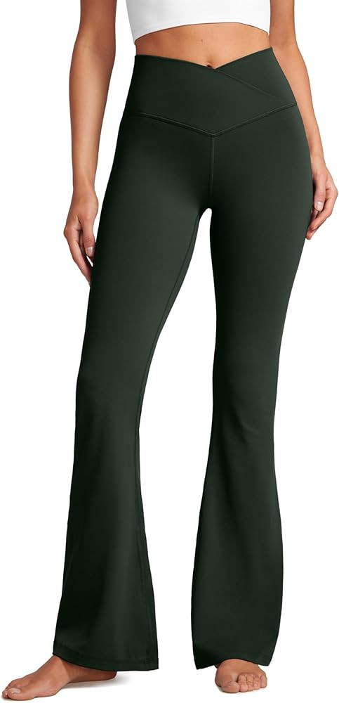 CRZ YOGA Butterluxe Crossover Flare Leggings 29''/31''/33" - High Waist V Cross Bootcut Bell Bott... | Amazon (US)