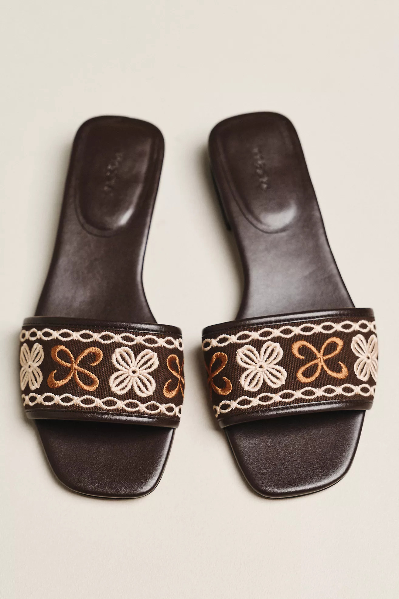 Maeve Embroidered Logo Slide Sandals | Anthropologie (US)