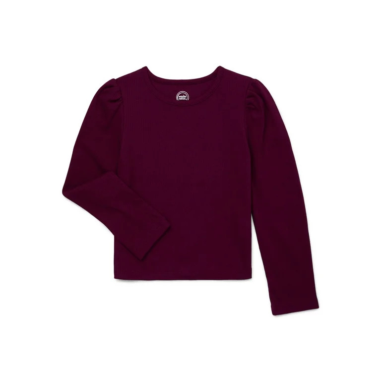 Wonder Nation Girls Long Sleeve Puff Top, Sizes 4-18 & Plus | Walmart (US)