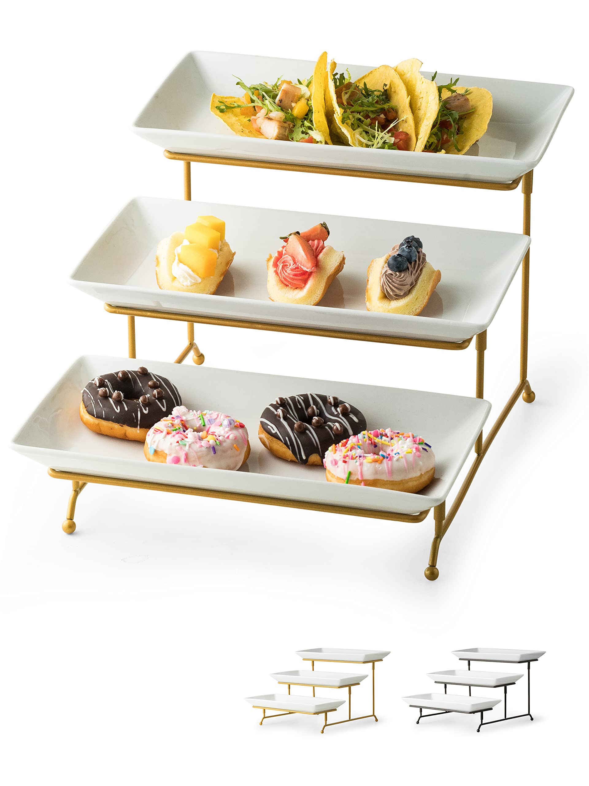 3 Tier Serving Tray, Tiered Serving Stand Display Set for Entertraining Dessert Table Serving Tra... | Amazon (US)