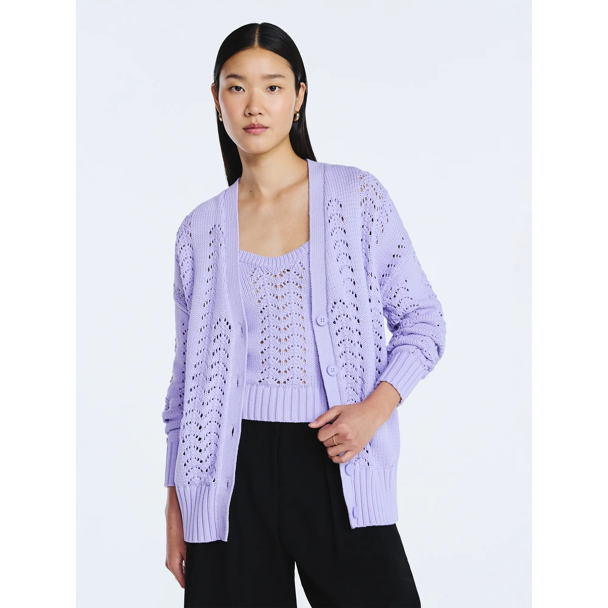 Scoop Women’s V Neck Sweater Cardigan, Midweight, Sizes XS-4X | Walmart (US)