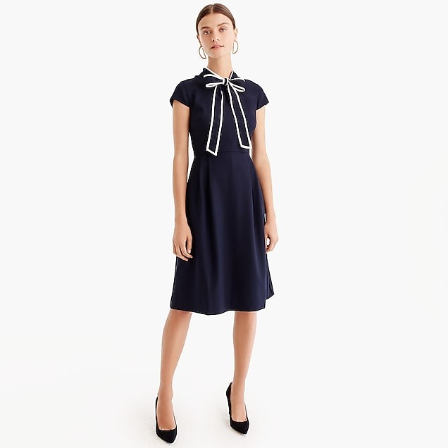 Tie-neck dress in Italian wool crepe | J.Crew US