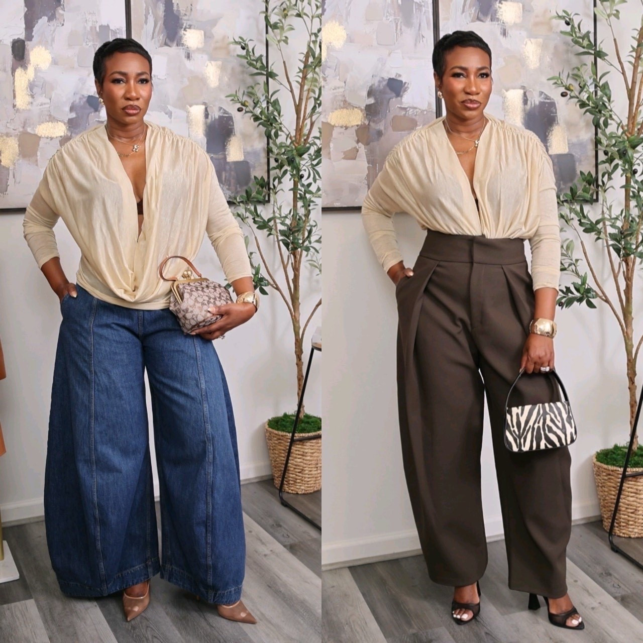 Trying to decide if I should keep this top and set it free but I styled it with 2 different pants. Let me know your fav. 
Size medium top
Size 6 jeans (runs large, size down)
Size medium trousers 


#LTKSeasonal #LTKStyleTip #LTKFindsUnder100