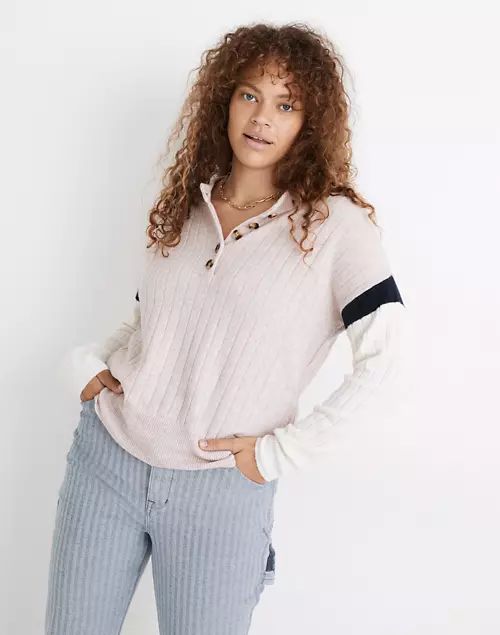 Striped Bowden Henley Sweater in Coziest Yarn | Madewell