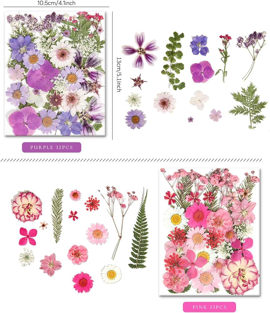 110+PCS Pressed flowers for resin molds Real dried flower leaves for resin jewelry making Dry flo... | Amazon (US)