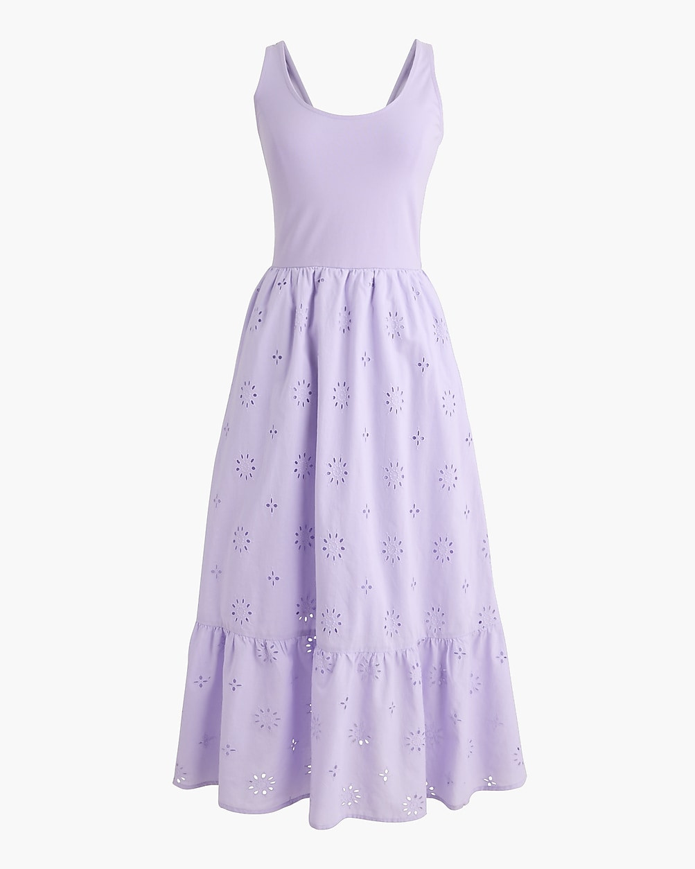 Eyelet mixed-media midi dress | J.Crew Factory