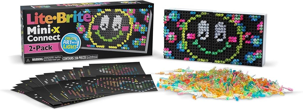 Lite Brite Mini-X Connect 2 Pack - Create Light Art with Pegs, Creative Art Stem Toy for Girls, B... | Amazon (US)