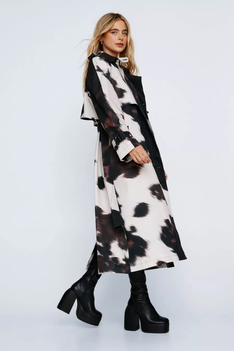 Premium Cow Print Trench Coat | Nasty Gal (US)
