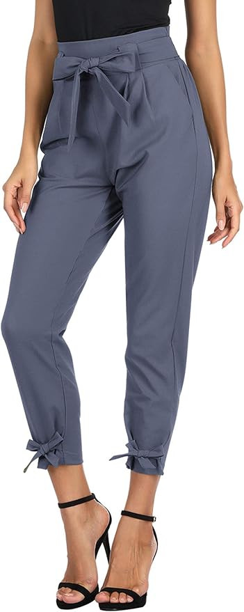 GRACE KARIN High Waist Cropped Pencil Pants, Paper Bag Pants | Amazon (US)