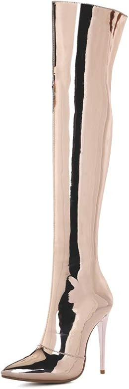 TinaCus Women's Clear Pointed Toe Stiletto Supper High Heel Handmade Side Zip Up Stylish Over the... | Amazon (US)