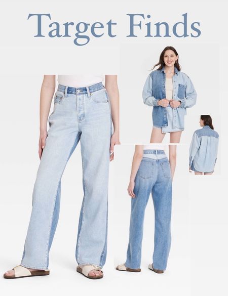 Target finds!

Wearing size 00 bottoms and small in top!

Two toned denim
denim top
Denim mid rise jeans 
90’s baggy jeans

#LTKStyleTip #LTKFindsUnder50
