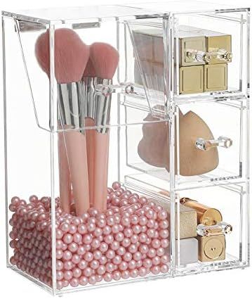 HOSEN Clear Acrylic Makeup Brush Holder Makeup organizer, Dust-proof Cosmetic Storage Case Makeup... | Amazon (US)