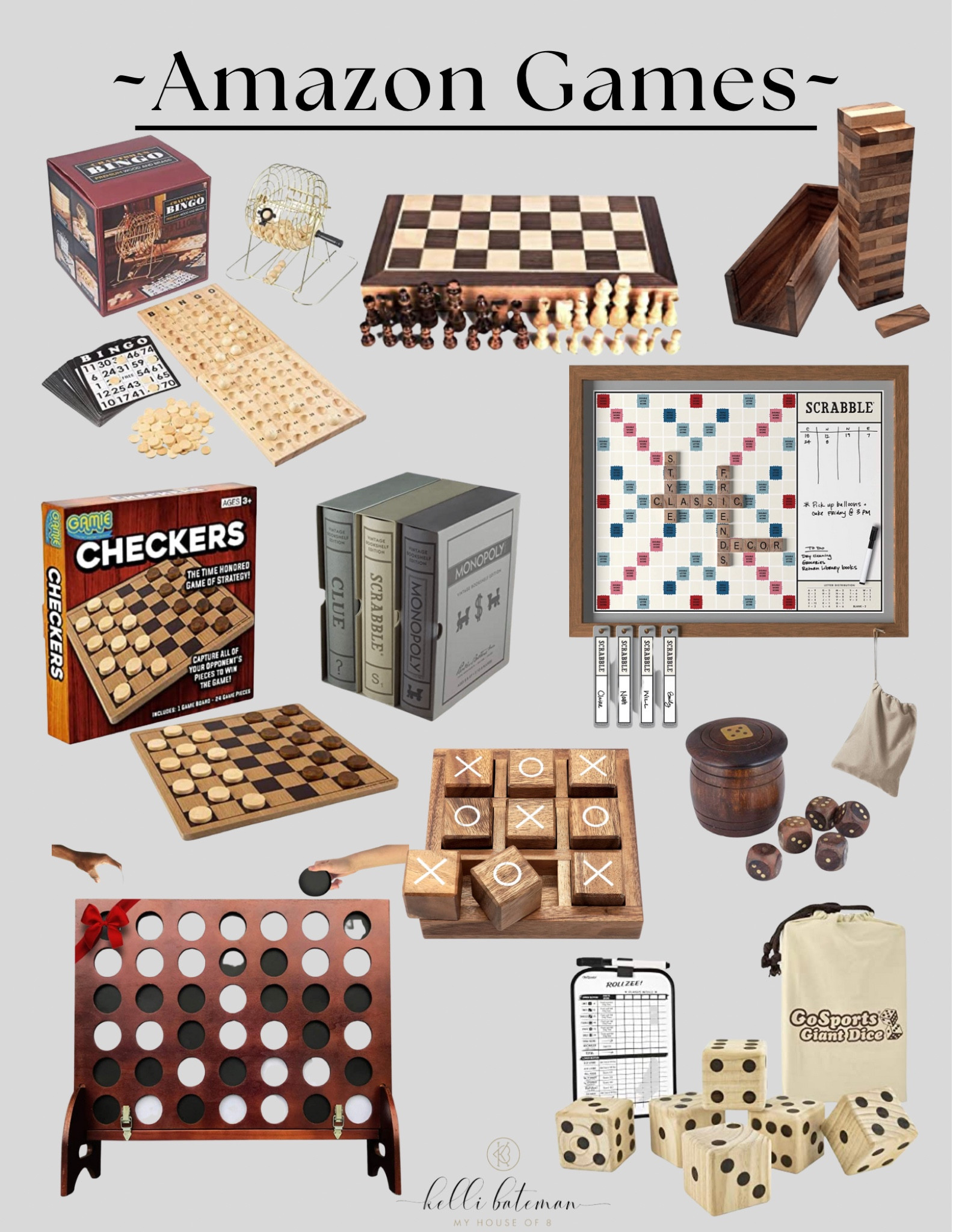 Amazon Games pretty enough to be displayed! We have the wall scramble, the Monopoly & Yahtzee bookshelf display games, checkers, chess, giant dice, and bingo. I’ve linked up a ton of other decor worthy games! It’s always a win when beauty and practicality meet! 🙌🏻 These make great gifts for anyone!
#gameroomdecor #familygames 

#LTKGiftGuide #LTKfamily #LTKhome