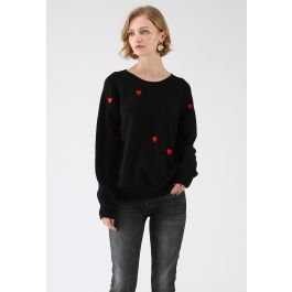 Sweet Love Spot Knit Sweater in Black | Chicwish