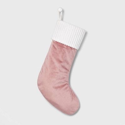 Velvet with Plush White Cuff Christmas Stocking Blush  - Wondershop™ | Target