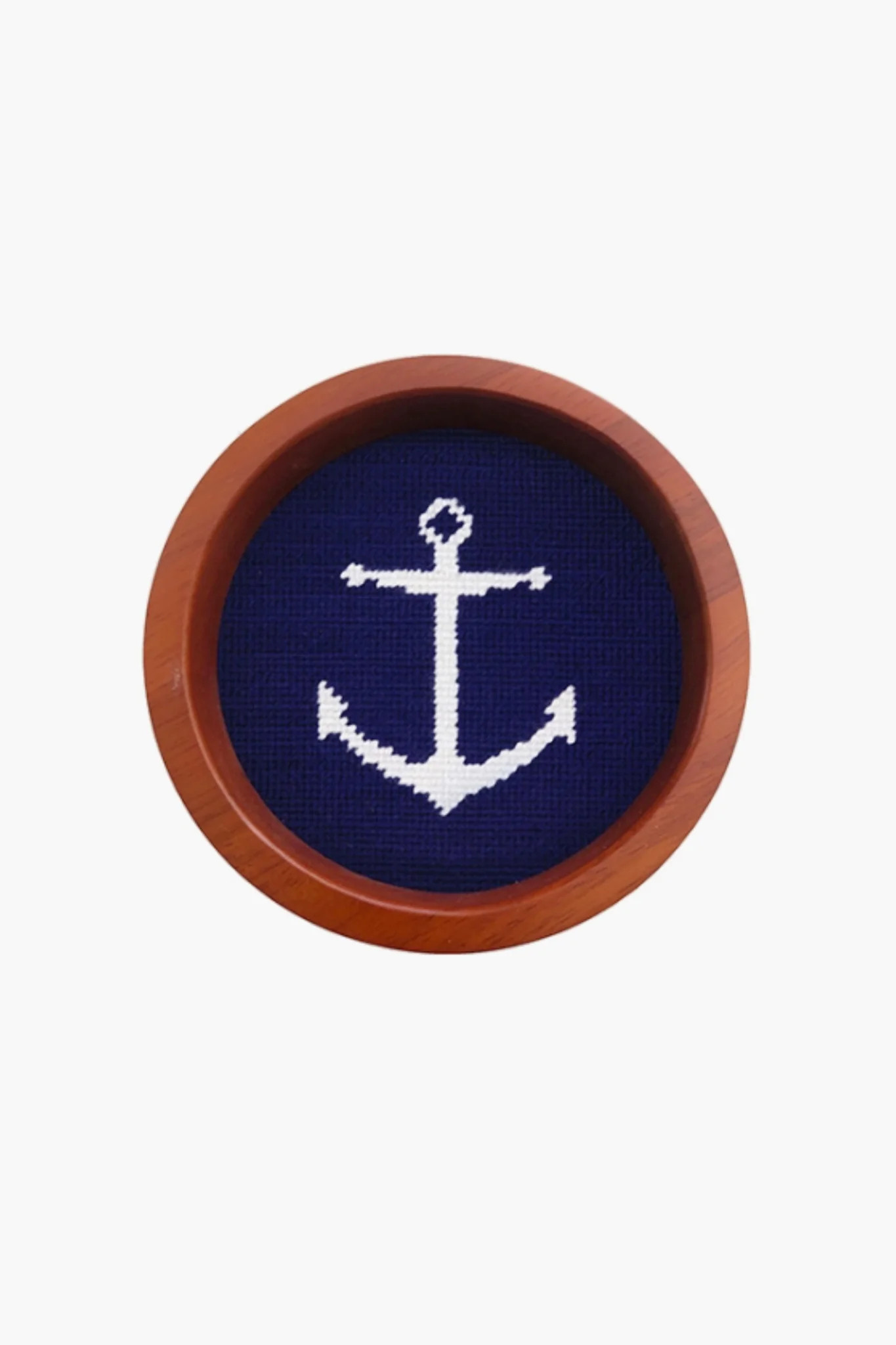 Navy Anchor Needlepoint Wine Bottle Coaster | Tuckernuck (US)