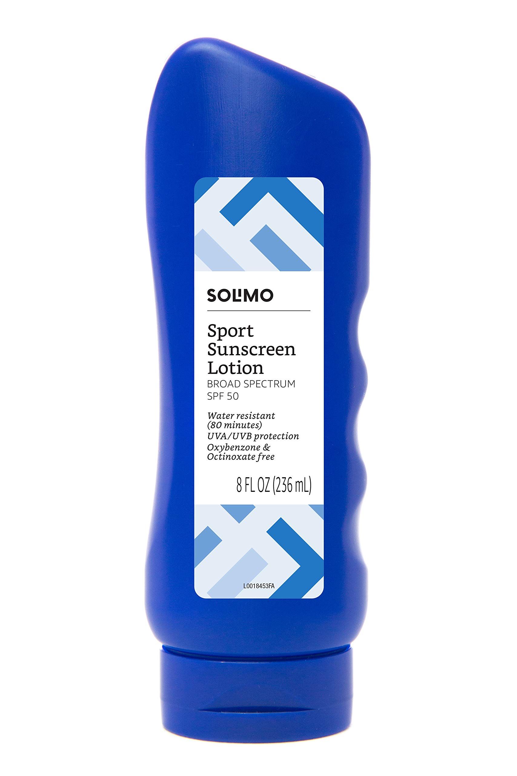 Amazon Brand - Solimo Sport Sunscreen Lotion, SPF 50, Formulated without Octinoxate & Oxybenzone,... | Amazon (US)
