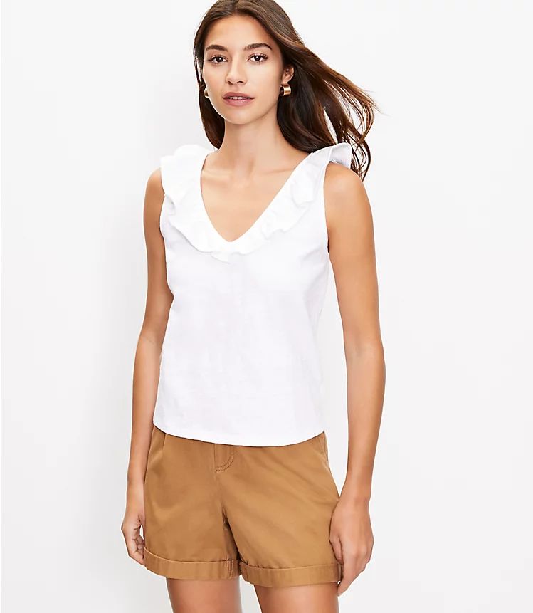 Ruffle V-Neck Tank Top | LOFT | LOFT