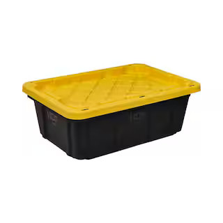 HDX 14 Gal. Tough Storage Tote in. Black with Yellow Lid 999-14G-HDX - The Home Depot | The Home Depot