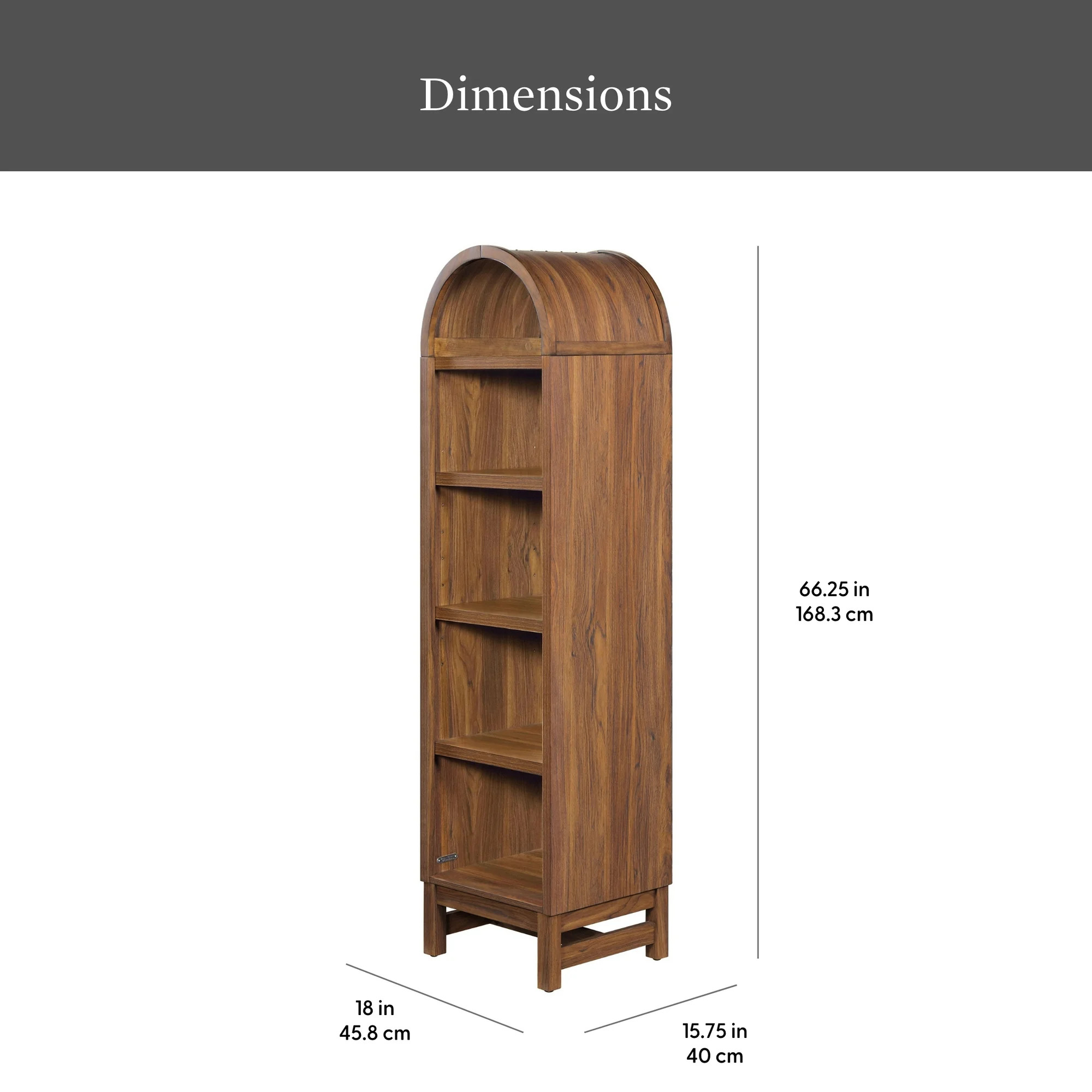 Better Homes & Gardens Juliet Narrow Arch Bookcase, Walnut Finish | Walmart (US)