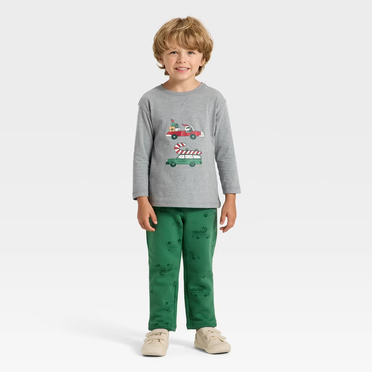 Toddler Boys' Long Sleeve Holiday Santa Set - Cat & Jack™ Gray 18M | Target