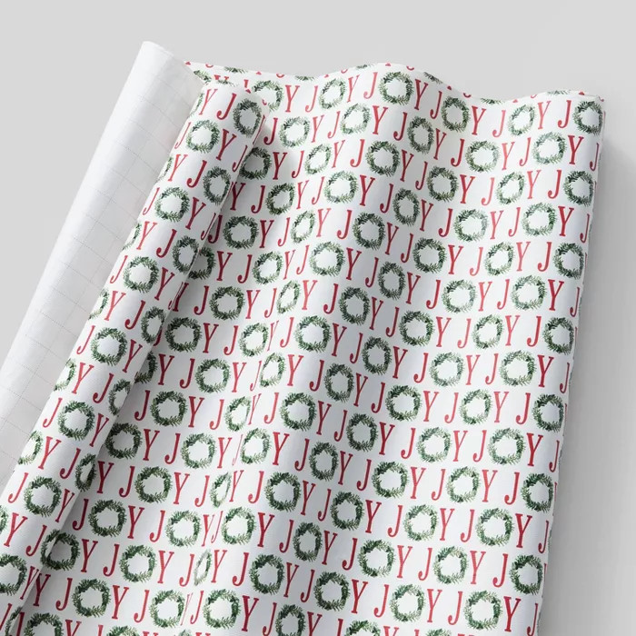 20 sq ft Joy Wreath Gift Wrap White - Wondershop™ | Target