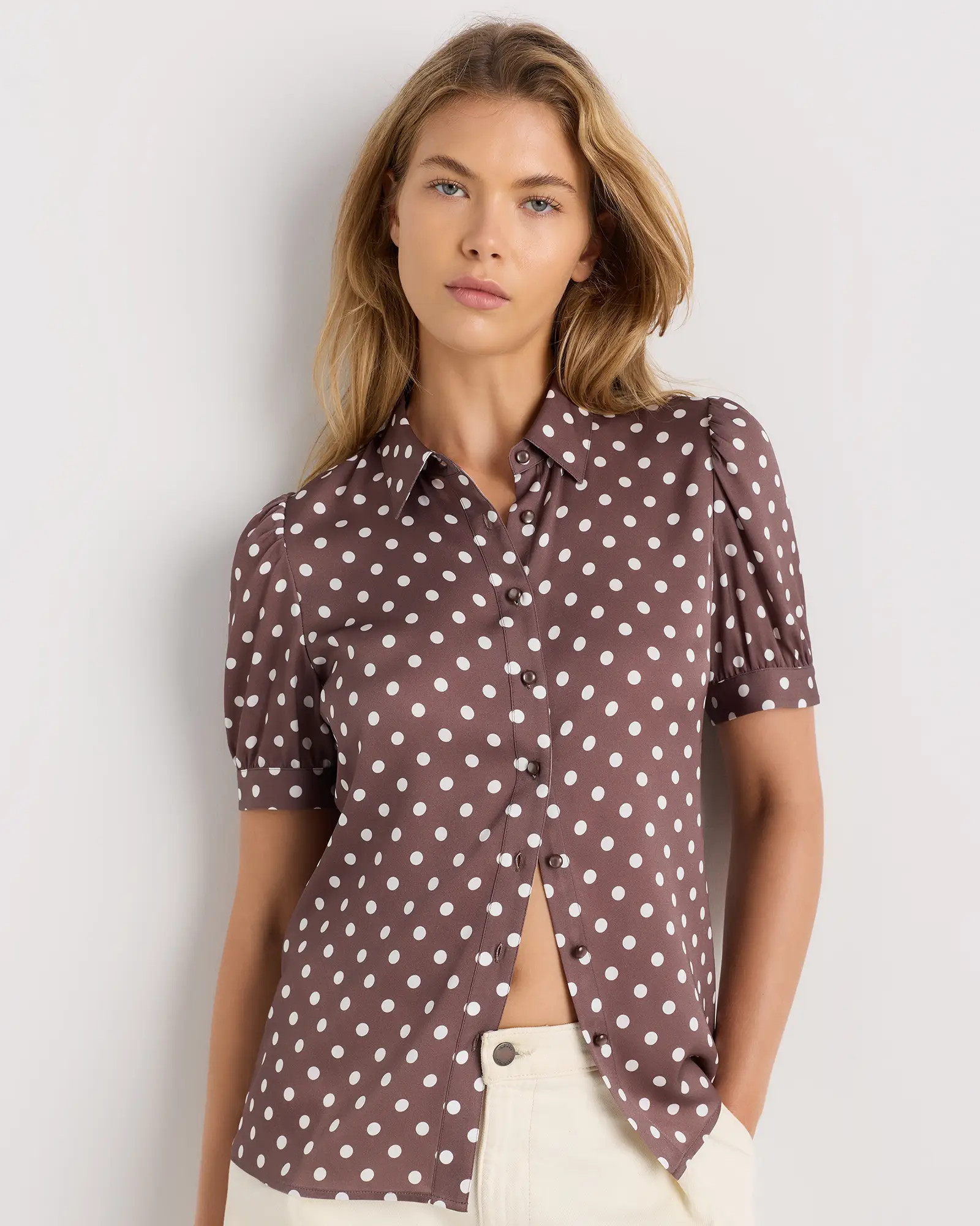 Washable Stretch Silk Puff Sleeve Blouse | Quince