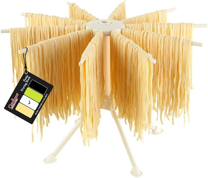 Cambom Collapsible Pasta Drying Rack - Spaghetti Noodle Drying Rack with 10 Bar Handles White | Amazon (US)