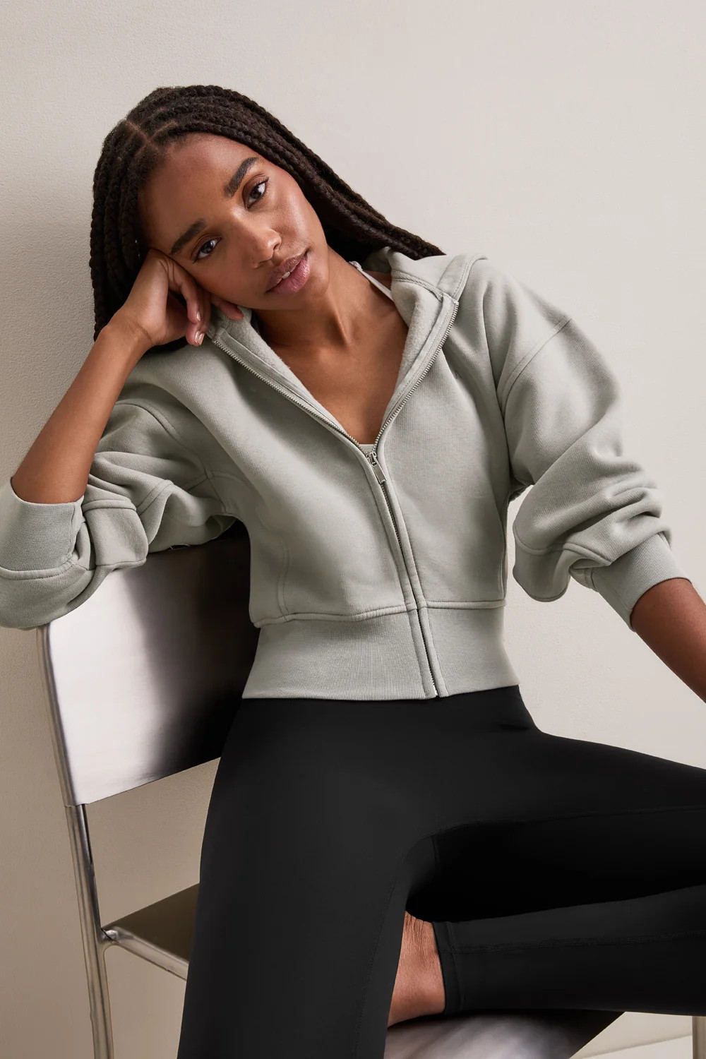 Cocoon Zip Through Hoodie - Soft Sage | TALA (UK)