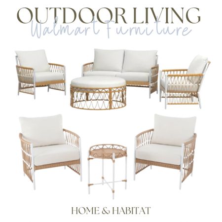 Outdoor furniture set from Walmart designer dupe rattan and white cushions

#LTKsalealert #LTKhome #LTKSeasonal