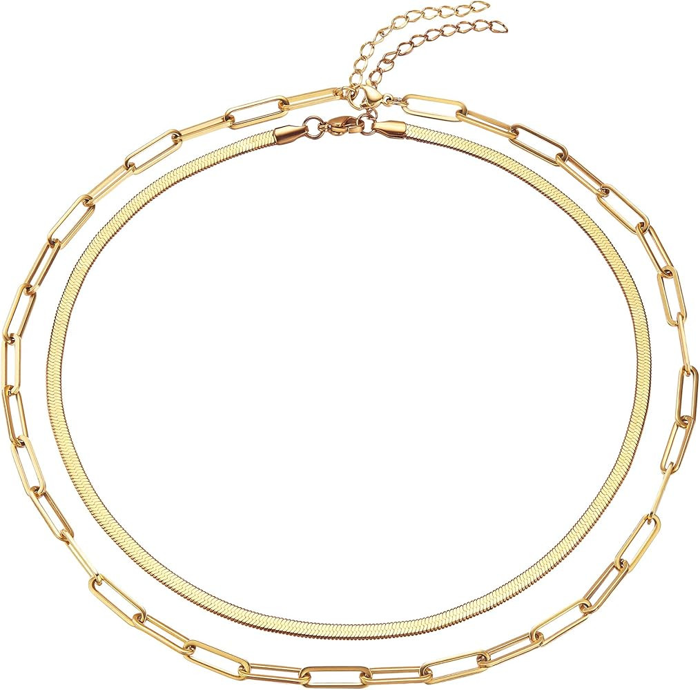 Ldurian Dainty Circle Karma Choker Necklace 14K Real Gold Plated Delicate Circle Necklace for Wom... | Amazon (US)